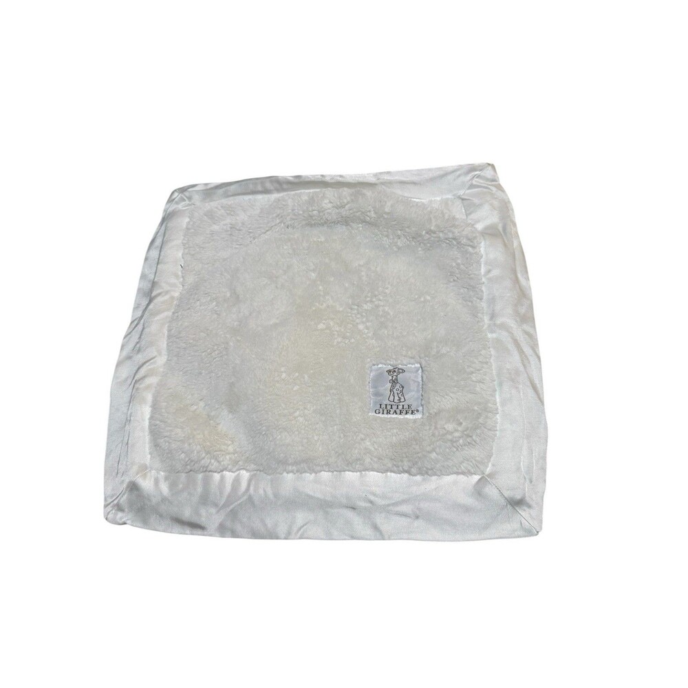 Little Giraffe Luxe Faux Fur Baby Blanket White Satin Trim 16x16 Lovey